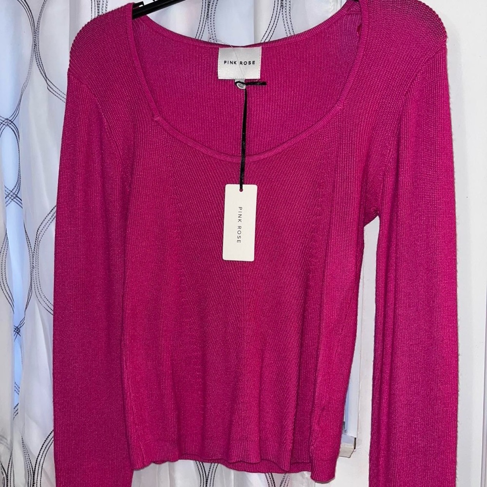 Pink Rose Women's Fuchsia Long Sleeve Top